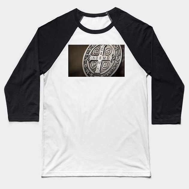 Saint Benedict Cross medallion photograph Baseball T-Shirt by bernardojbp